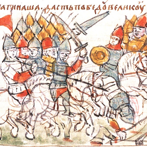 Битва русских князей с половцами в 1103 году (Радзивилловская летопись XV века)