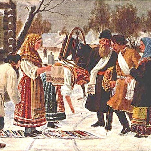 Иван Львов. Приезд молодого от родителей в дом тестя на свадебный пир (1913 год). Как видите, жених уже изрядно «устал» от празднования