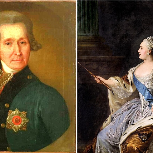 Степан Шешковский (картина неизвестного автора, 1790-е гг) и Екатерина II на портрете Федора Рокотова (1763)